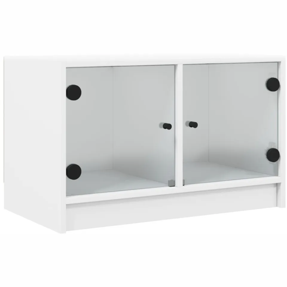 vidaXL Tv-meubel met glazen deuren 68x37x42 cm wit