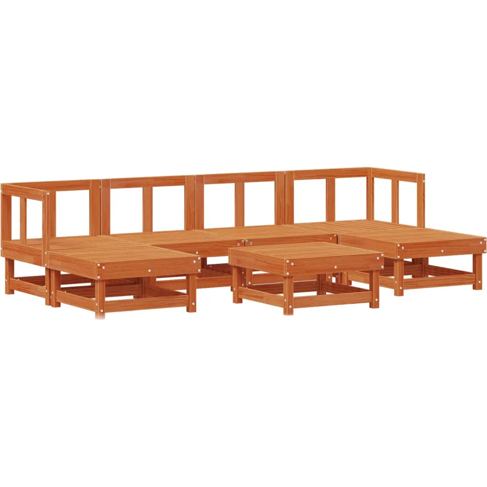 vidaXL Tuin loungeset 7 st Wasbruin Massief grenenhout