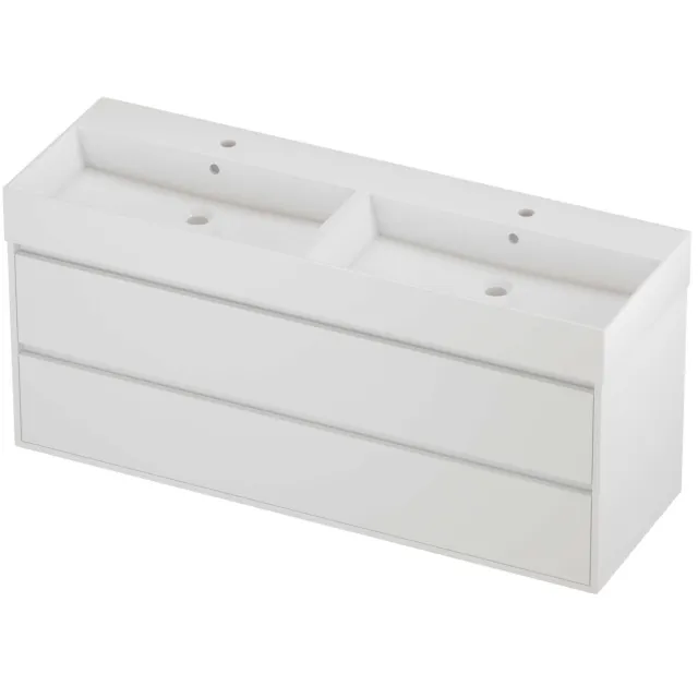 Proline Zara Badmeubelset Porselein Loft 2 Gaten 140x46x65 cm Glans Wit Mat White Mat Wit