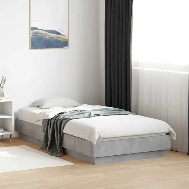 vidaXL Bedframe bewerkt hout betongrijs 90x190 cm grijs