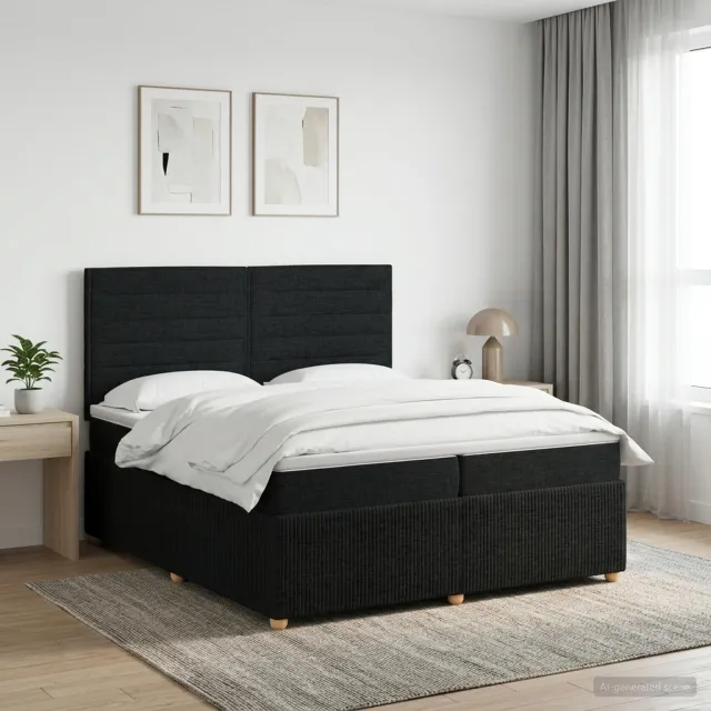 vidaXL Boxspringbed met matras met hoofdeinde Zwart 200 x 200 cm Stof