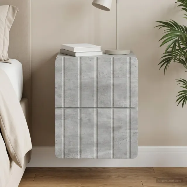 vidaXL Wandbeugel Bedkast Betongrijs 33 x 34,5 x 43 cm Bewerkt hout grijs, foto 2