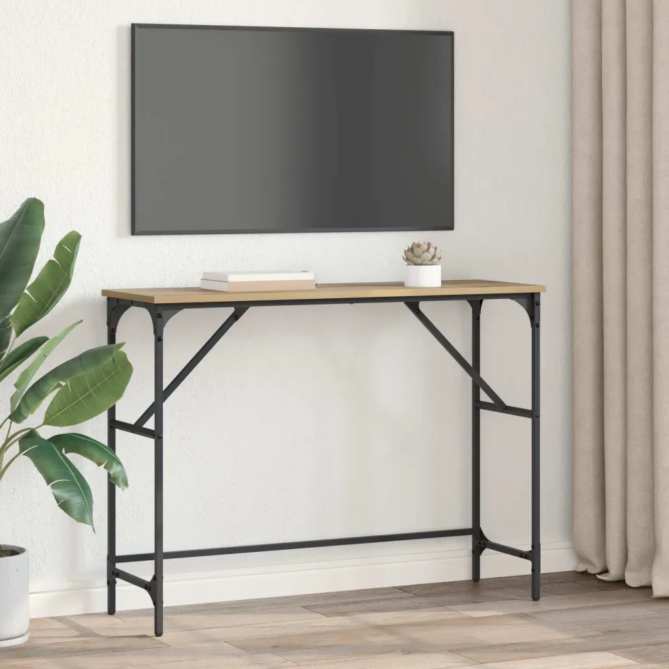 vidaXL Wandtafel Artisan Eiken 100 x 32 x 75 cm Bewerkt hout, foto 4