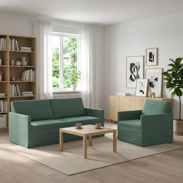 vidaXL Bankstel 2 st 3-zits Zeegroen 150 x 81 x 82 cm fluweel