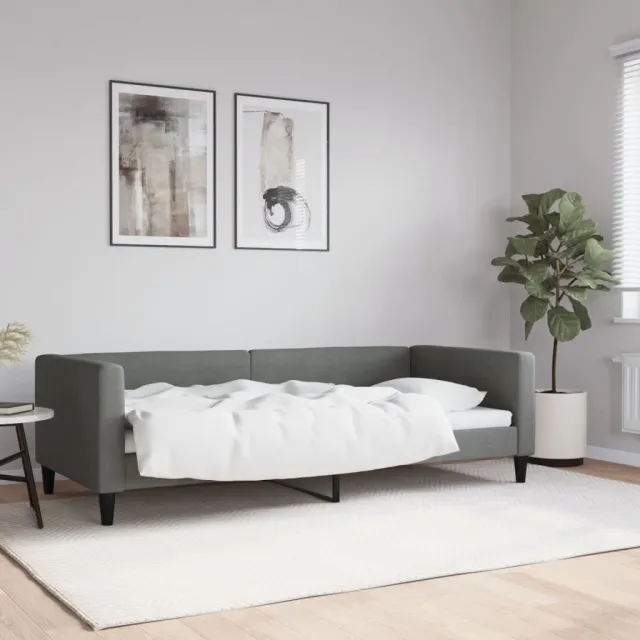 vidaXL Slaapbank 90x200 cm stof donkergrijs grijs