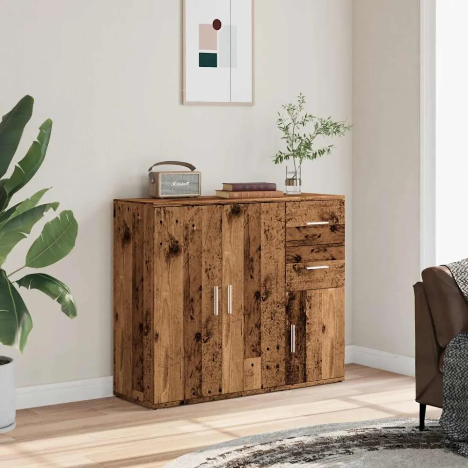 vidaXL Dressoir 91x29,5x75 cm bewerkt hout oud houtkleurig bruin, foto 2