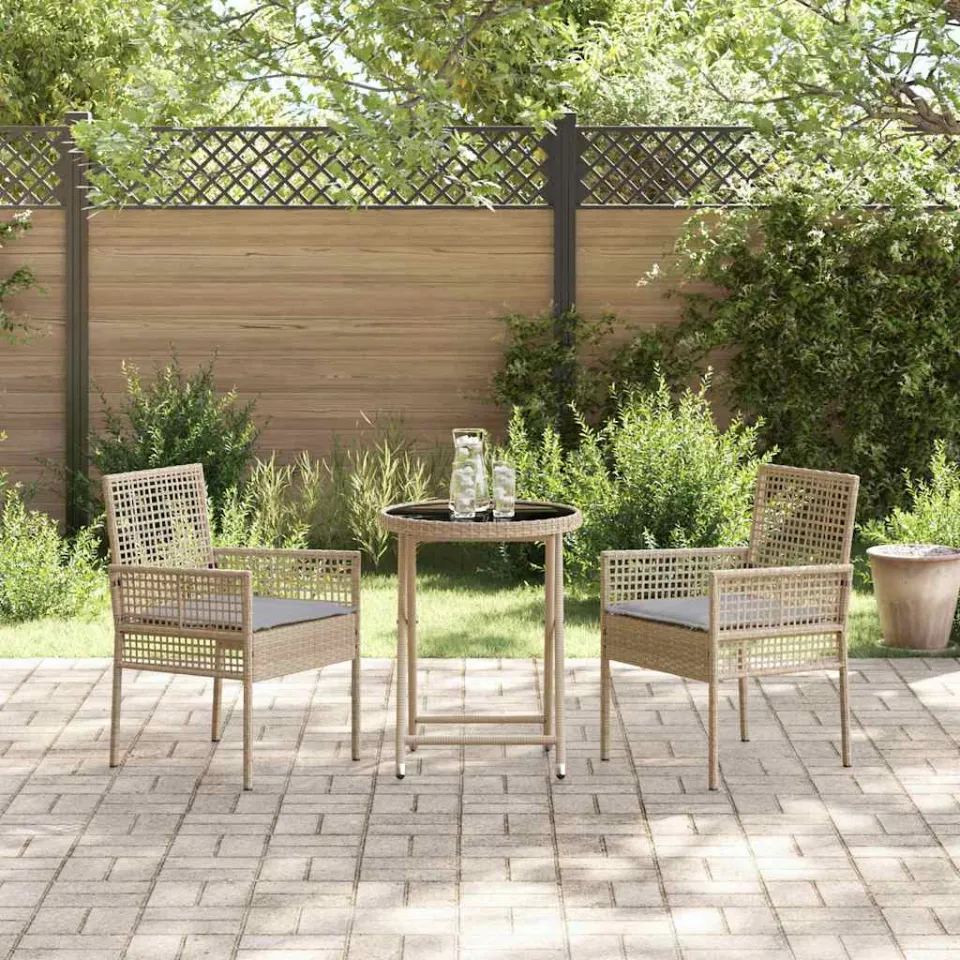 vidaXL Tuin Bistro Set 3 st Beige poly rattan, foto 3