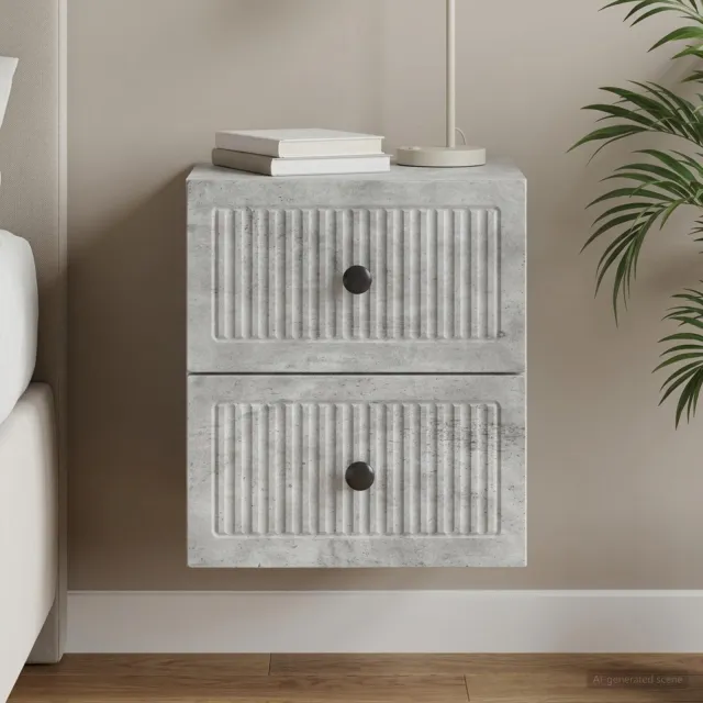 vidaXL Wandbeugel Bedkast Betongrijs 33 x 34,5 x 40 cm Bewerkt hout grijs, foto 2