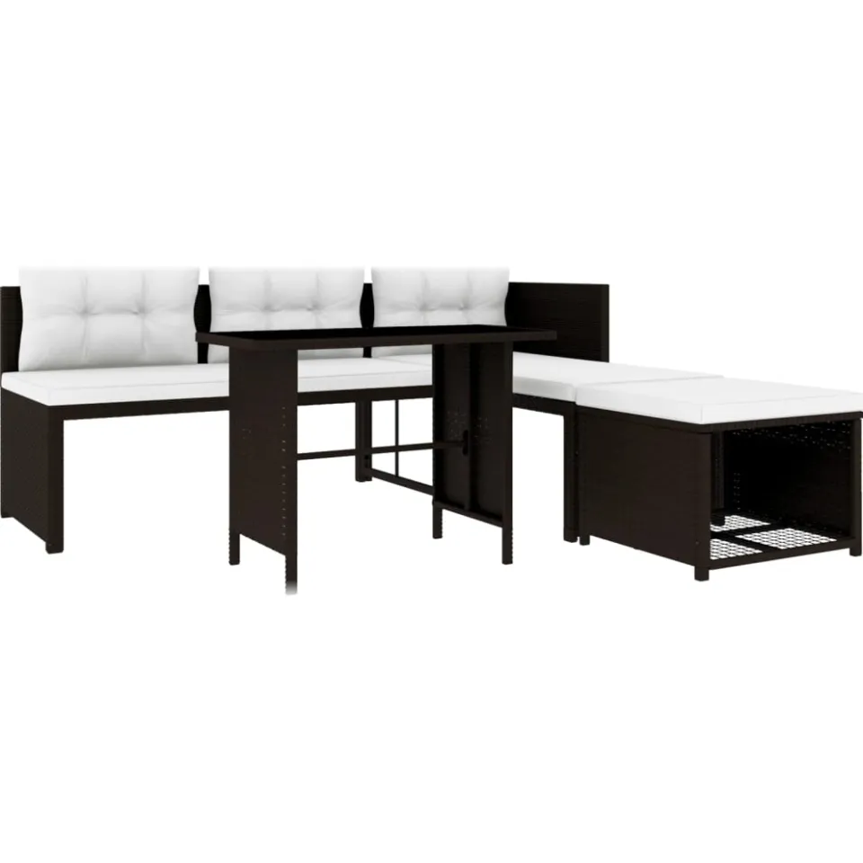 vidaXL 4-delige Loungeset poly rattan bruin