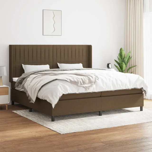 vidaXL Boxspring met matras stof donkerbruin 200x200 cm bruin