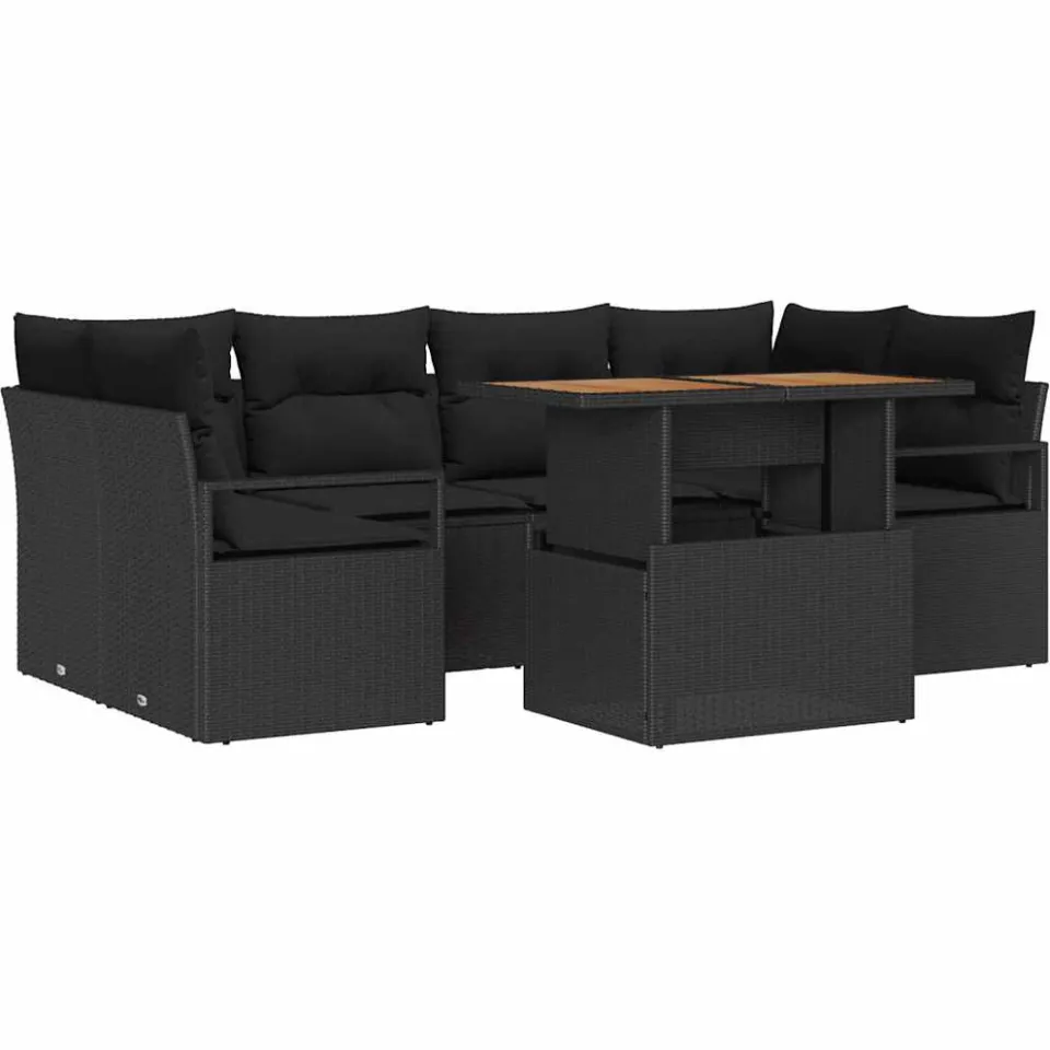 vidaXL Tuin Sofa Set 7 st Zwart Poly riet