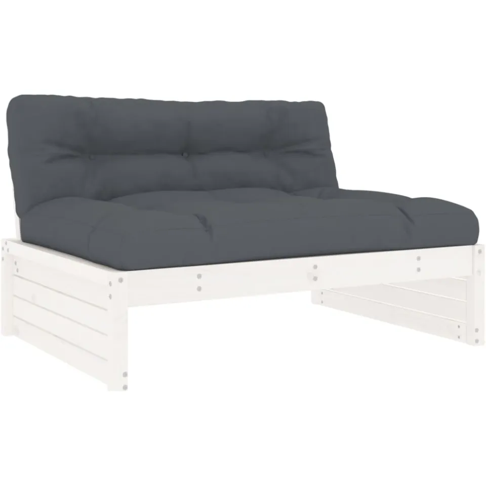 vidaXL 5-delige Loungeset met kussens massief hout wit