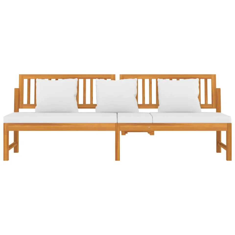 vidaXL Dagbed met crèmekleurig kussen 200x60x75 cm massief acaciahout Bruin