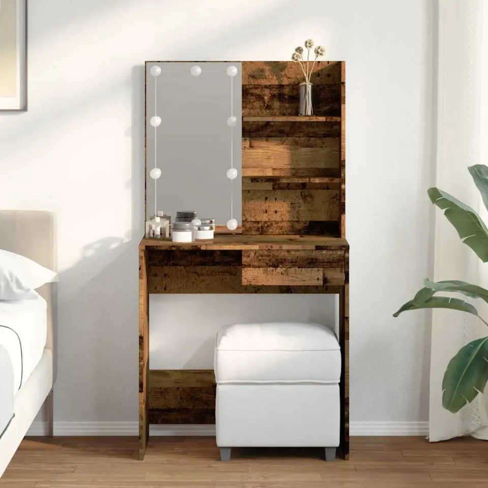 vidaXL Kaptafel met LED-verlichting 74,5x40x141 cm oud houtkleurig bruin, foto 2