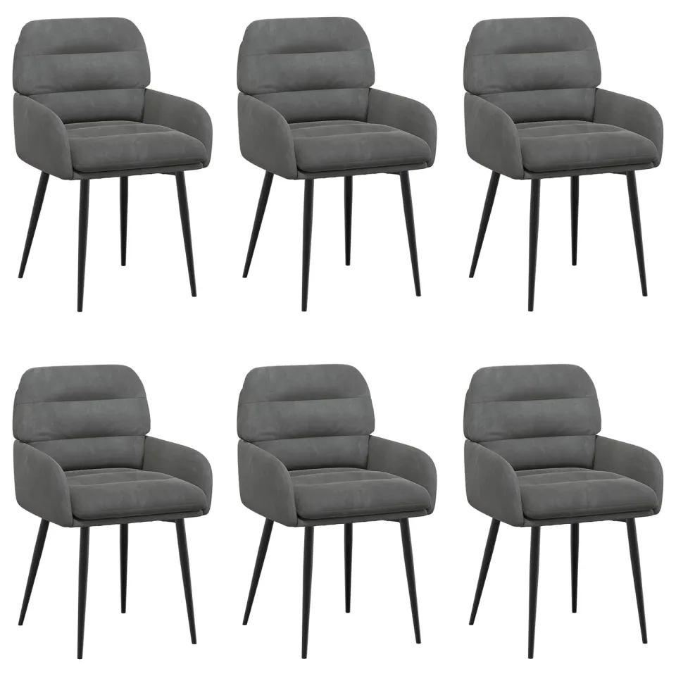 vidaXL Eettafelstoelen 6 st fluweel Donkergrijs 59 x 59,5 x 90 cm, foto 3