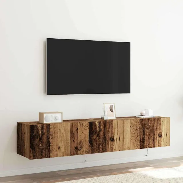 vidaXL TV Wandkast 2 st Oudhout Bewerkt hout Bruin
