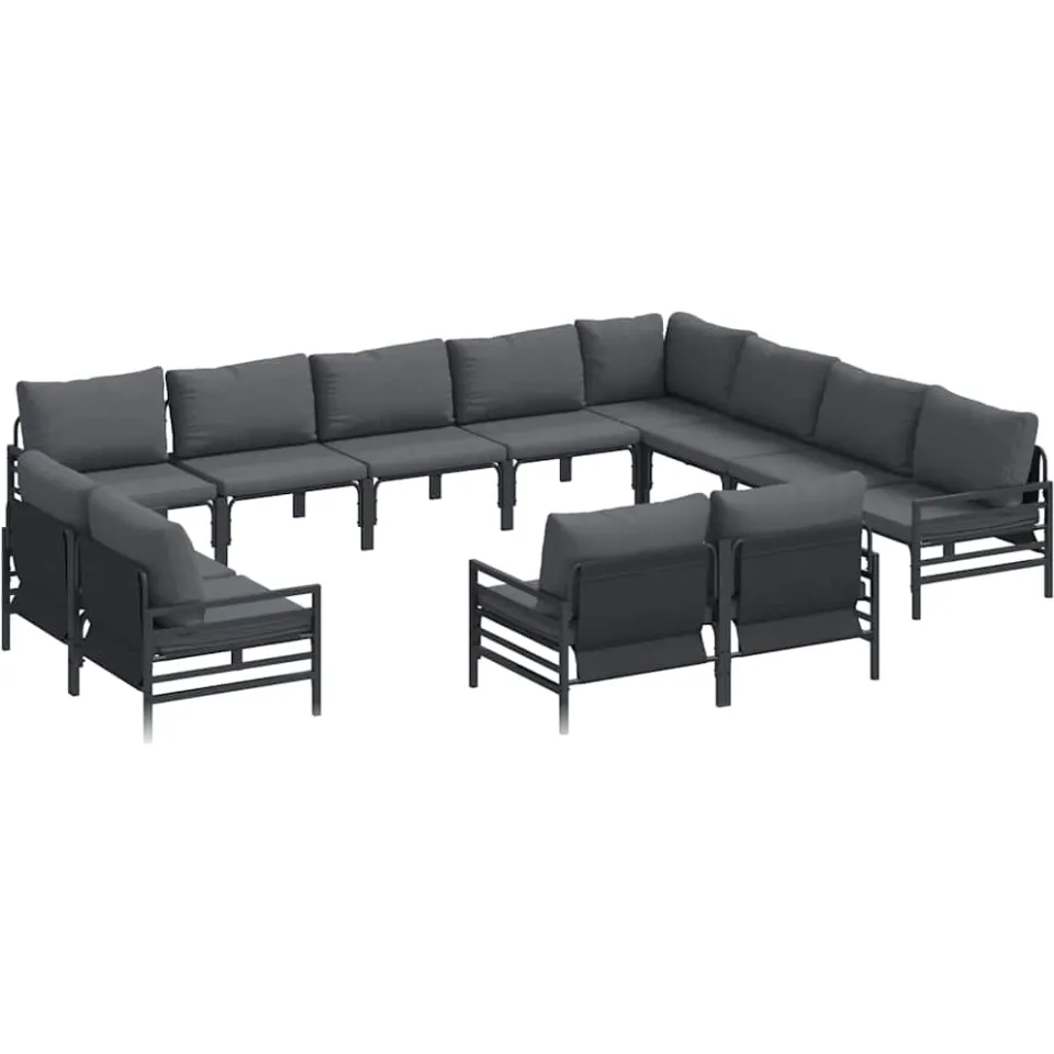 vidaXL Tuinbankenset 12 st Zwart Staal, foto 3