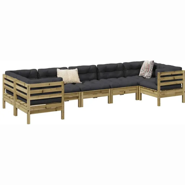 vidaXL 7-delige Loungeset met kussens geïmpregneerd grenenhout Bruin
