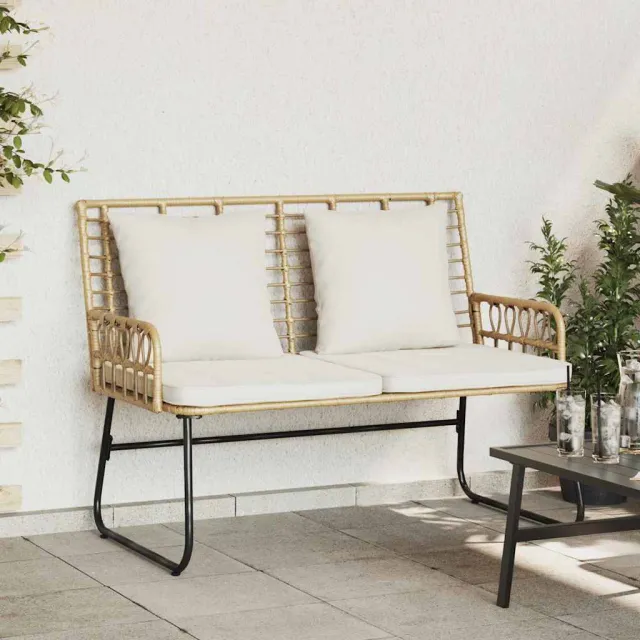 vidaXL Tuinbank Bruin en Crème poly rattan, foto 2