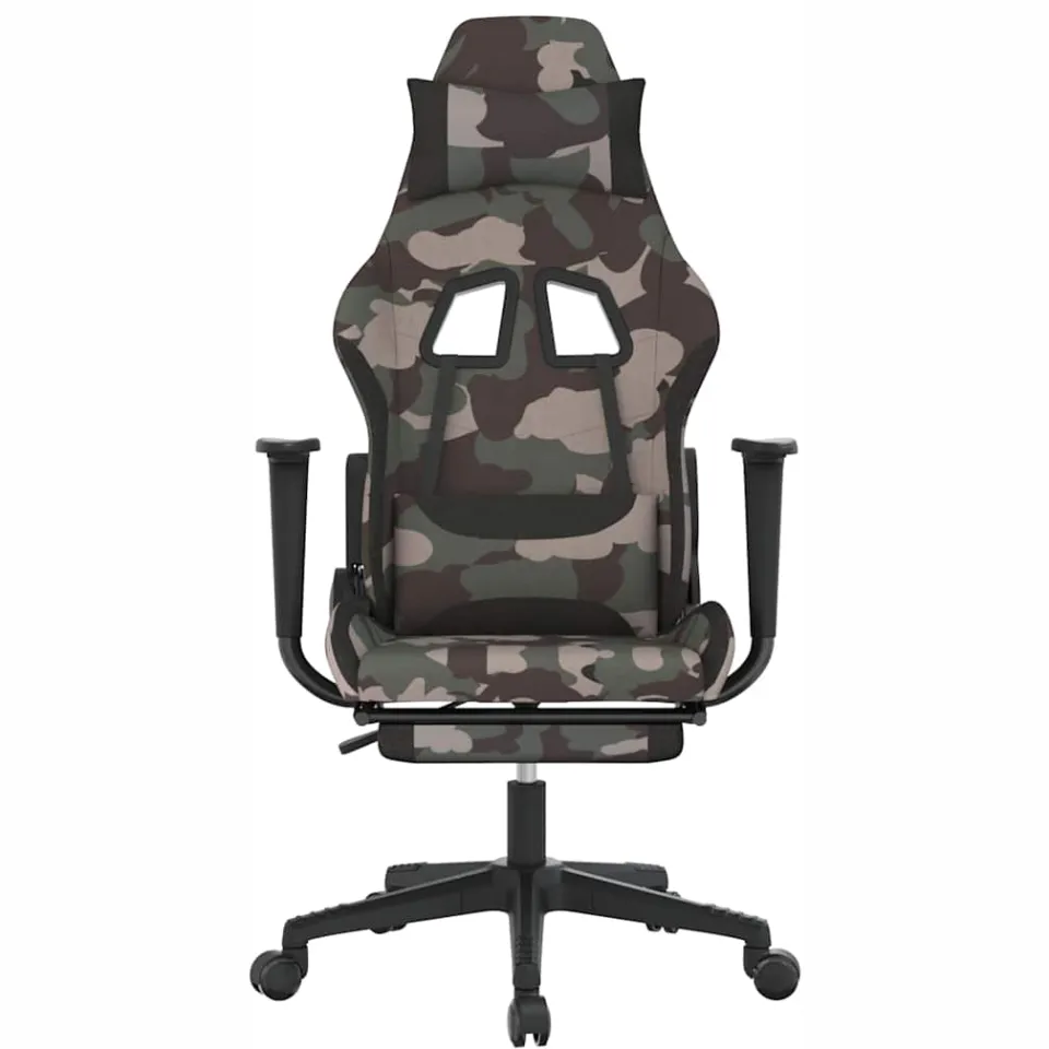 vidaXL Gamestoel met voetensteun stof camouflage en zwart Groen