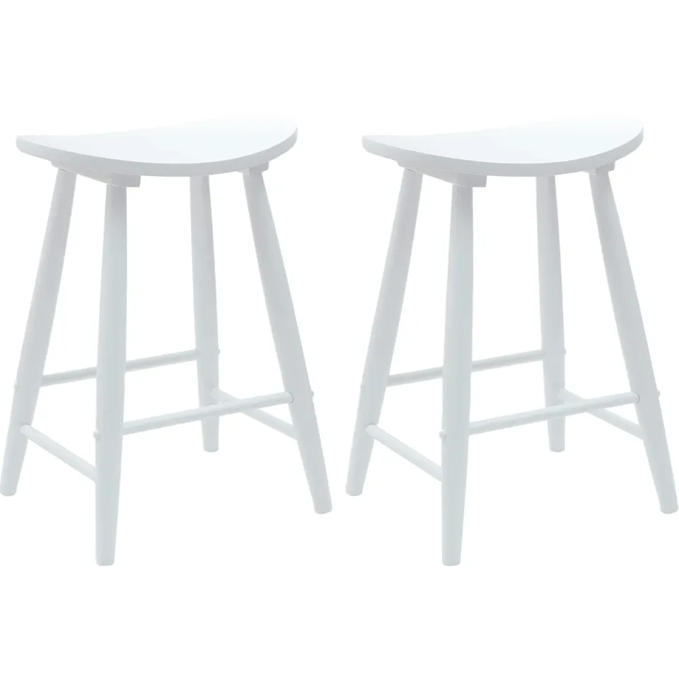 vidaXL Eettafelstoelen 2 st Massief Rubberhout Wit 46 x 37 x 63 cm