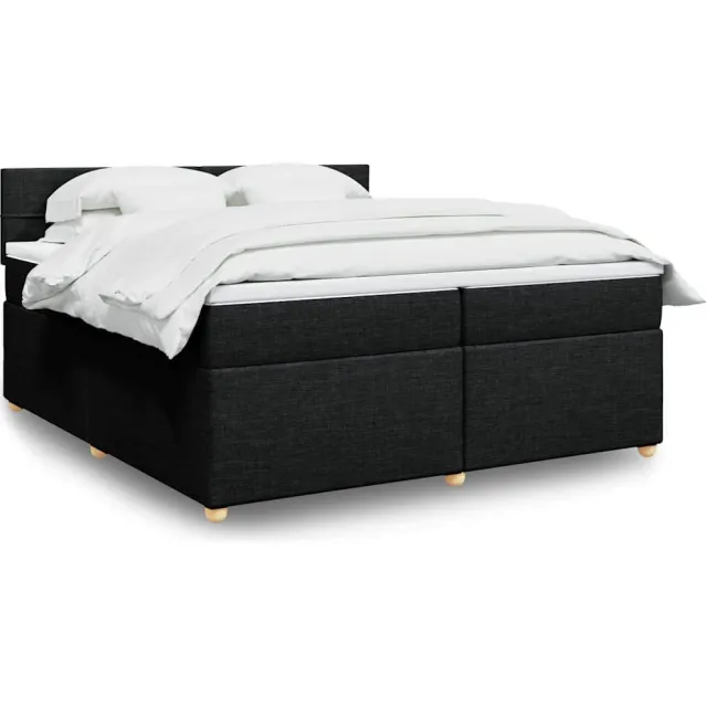 vidaXL Boxspring met matras stof zwart 200x200 cm