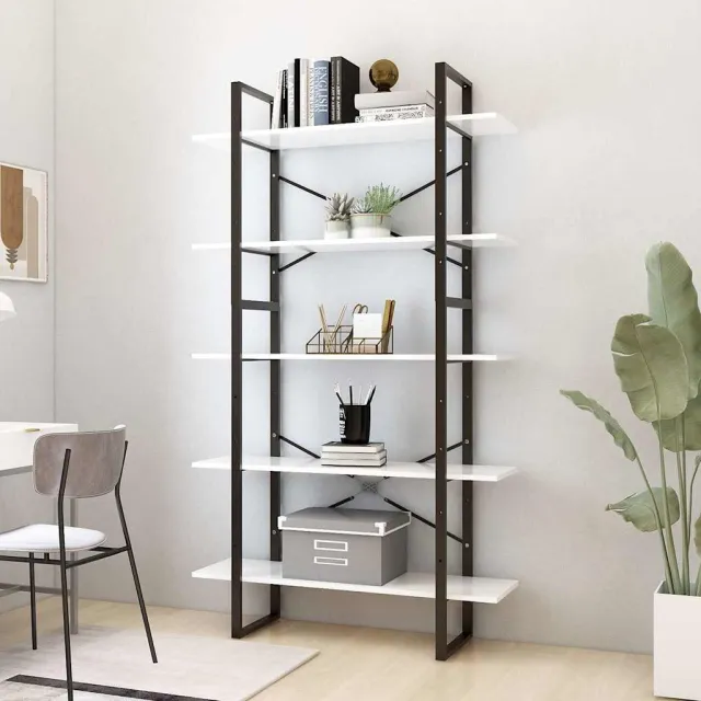 vidaXL Boekenkast met 5 schappen 100x30x175 cm bewerkt hout wit