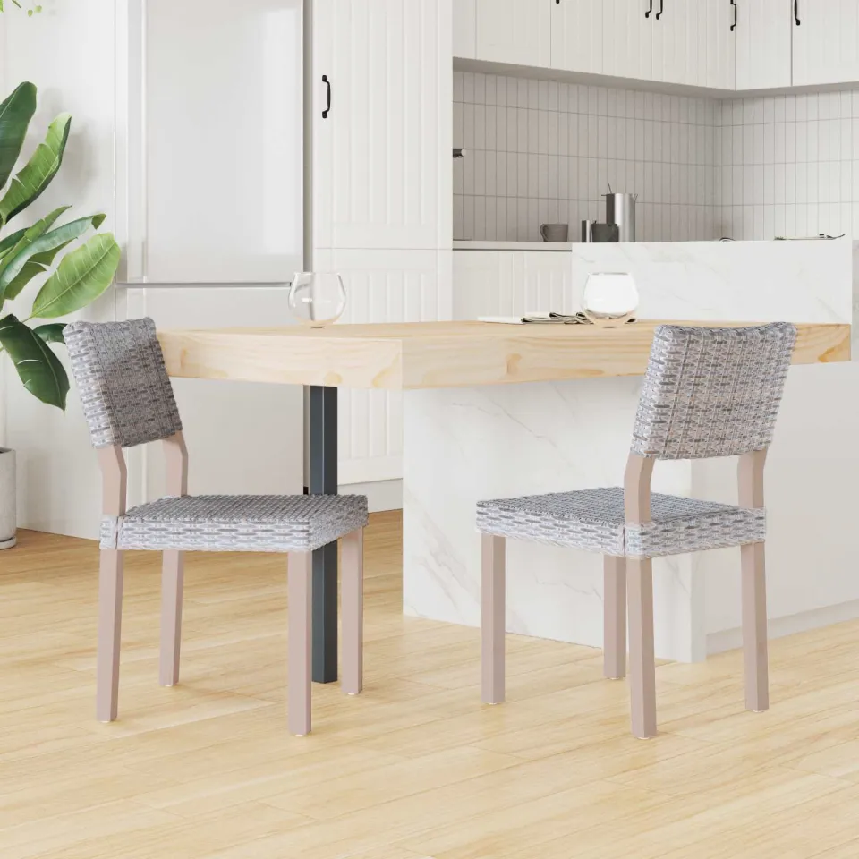 vidaXL Eetkamerstoel GENDT 2 st Kubu Rattan Wit gewassen, foto 3