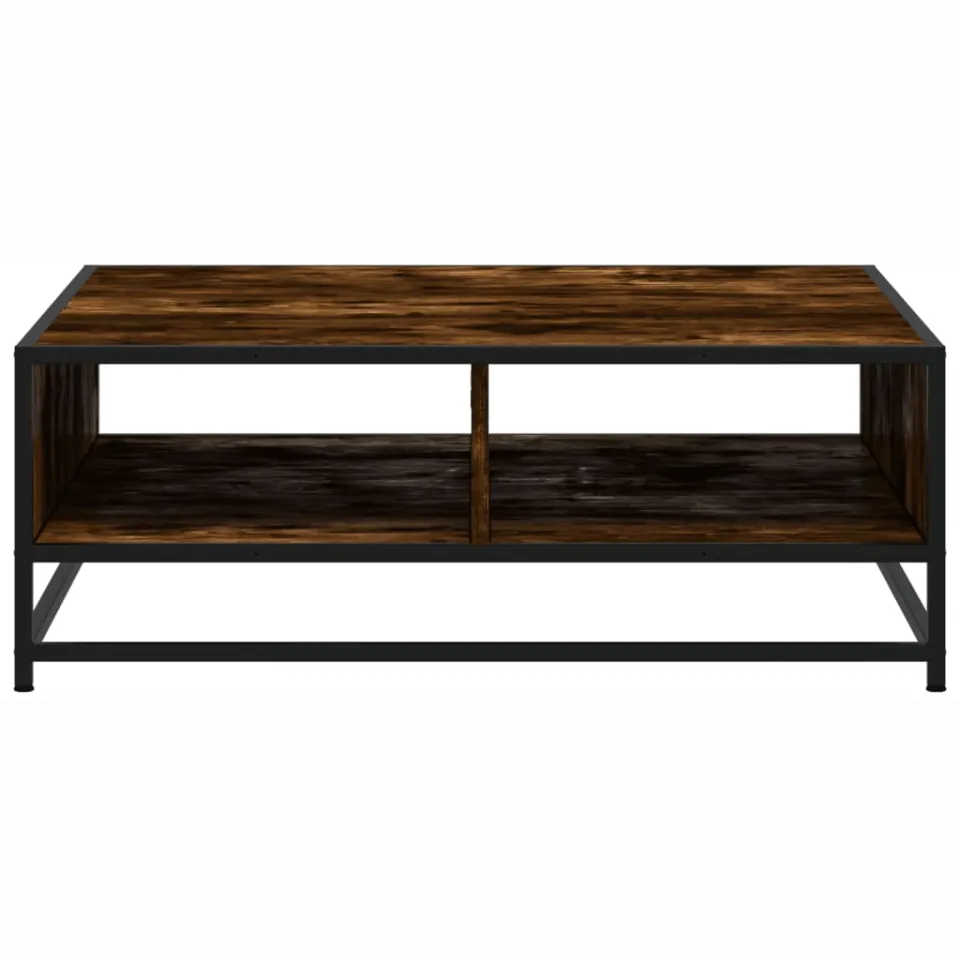 vidaXL Salontafel 80x80x30 cm bewerkt hout en metaal gerookt eiken, foto 4