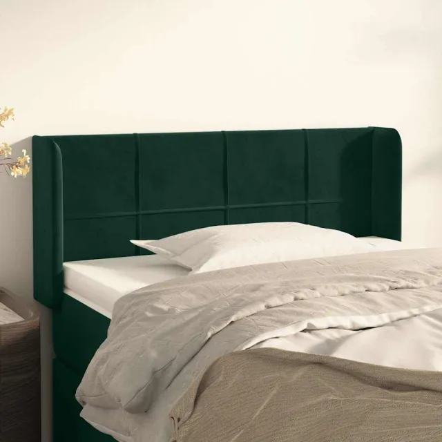 vidaXL Hoofdbord met randen 103x16x78/88 cm fluweel donkergroen groen