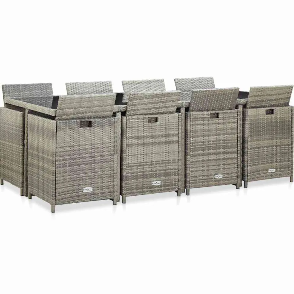 vidaXL 13-delige Tuinset met kussens poly rattan grijs, foto 3