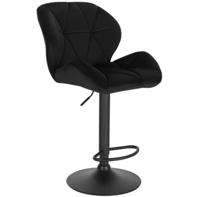 Bolt Edge Barkruk - Zwart Velvet - Rugleuning - Verstelbaar - Zithoogte 60-82cm