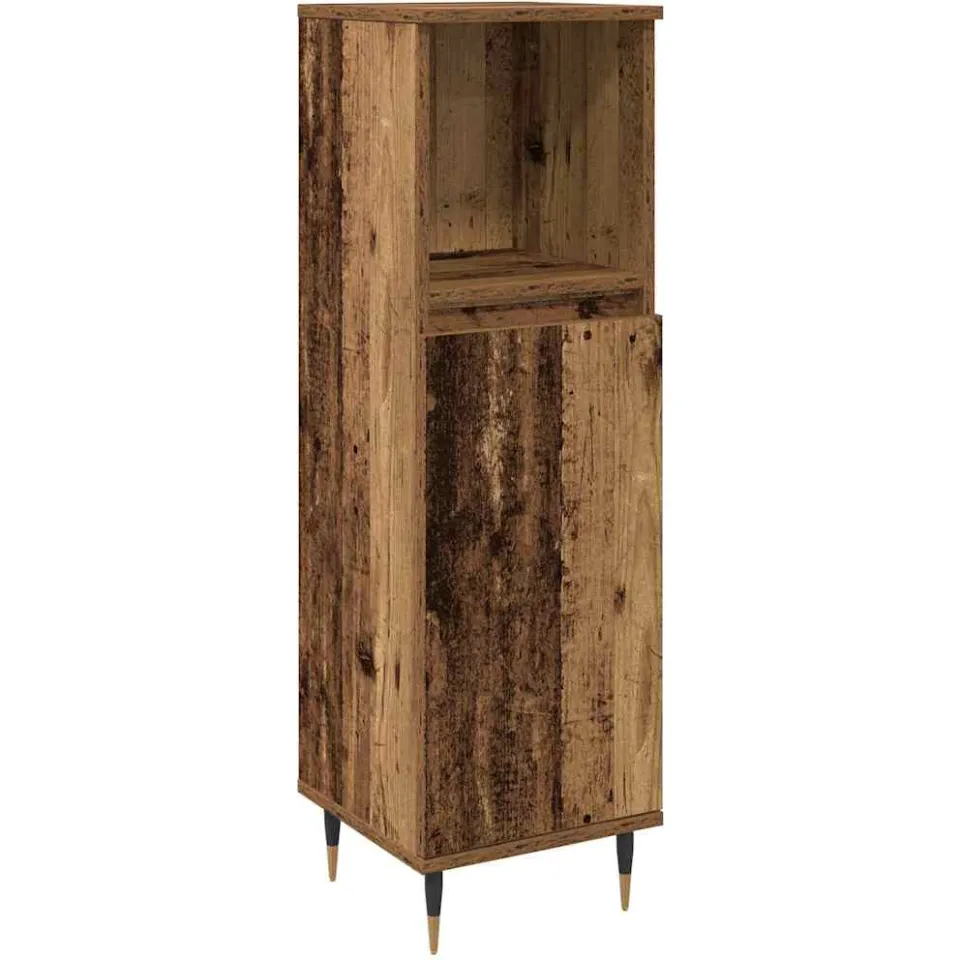 vidaXL Badkamermeubelset 3 st Oud Hout 30 x 30 x 180 cm Bewerkt hout bruin, foto 2