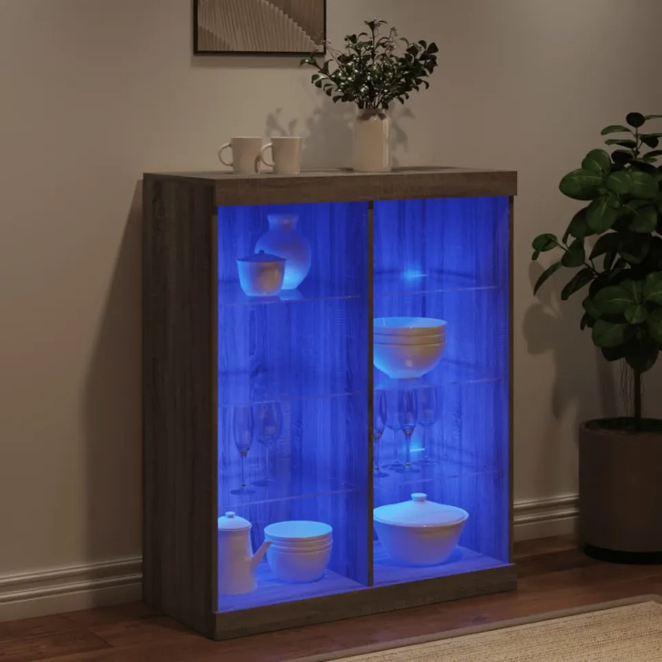 vidaXL Dressoir met LED-verlichting 81x37x100 cm grijs sonoma eiken, foto 3