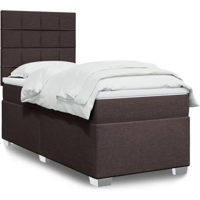 vidaXL Boxspring met matras stof donkerbruin 80x200 cm bruin
