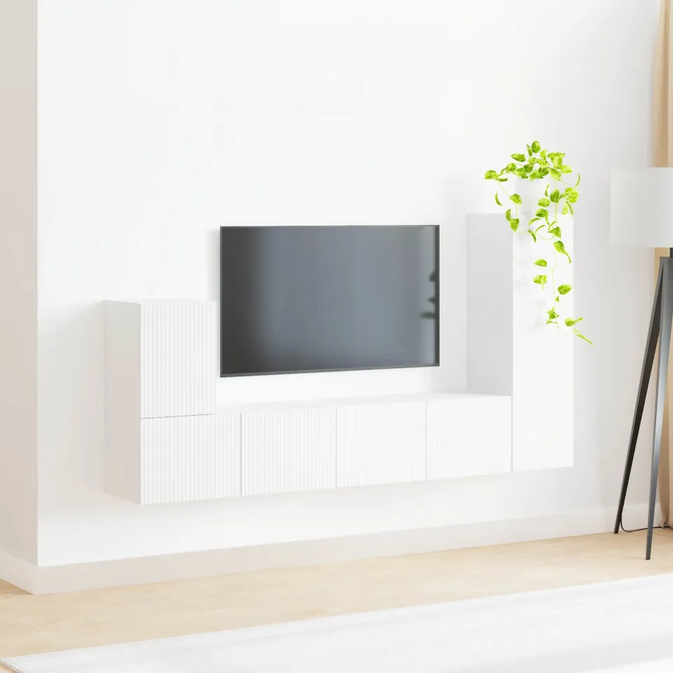 vidaXL Tv-meubelset 3 st Wit Bewerkt hout, foto 4