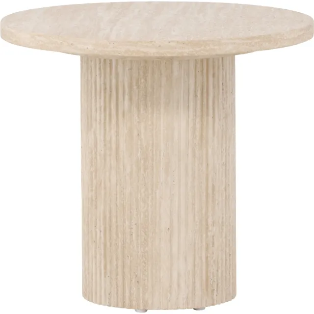 Nest living Nohr Ronde Salontafel Beige - Ø 50 cm - Hout - Modern - Scandinavisch - Ronde Bijzettafel - Travertine