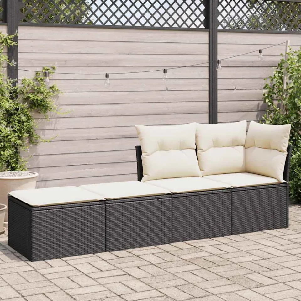 vidaXL 2-delige Loungeset met kussens poly rattan acacia zwart, foto 2