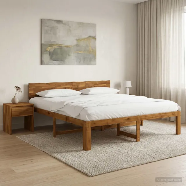 vidaXL Tweepersoonsbed met hoofdeinde ROSTOCK Naturel 193 x 203 cm