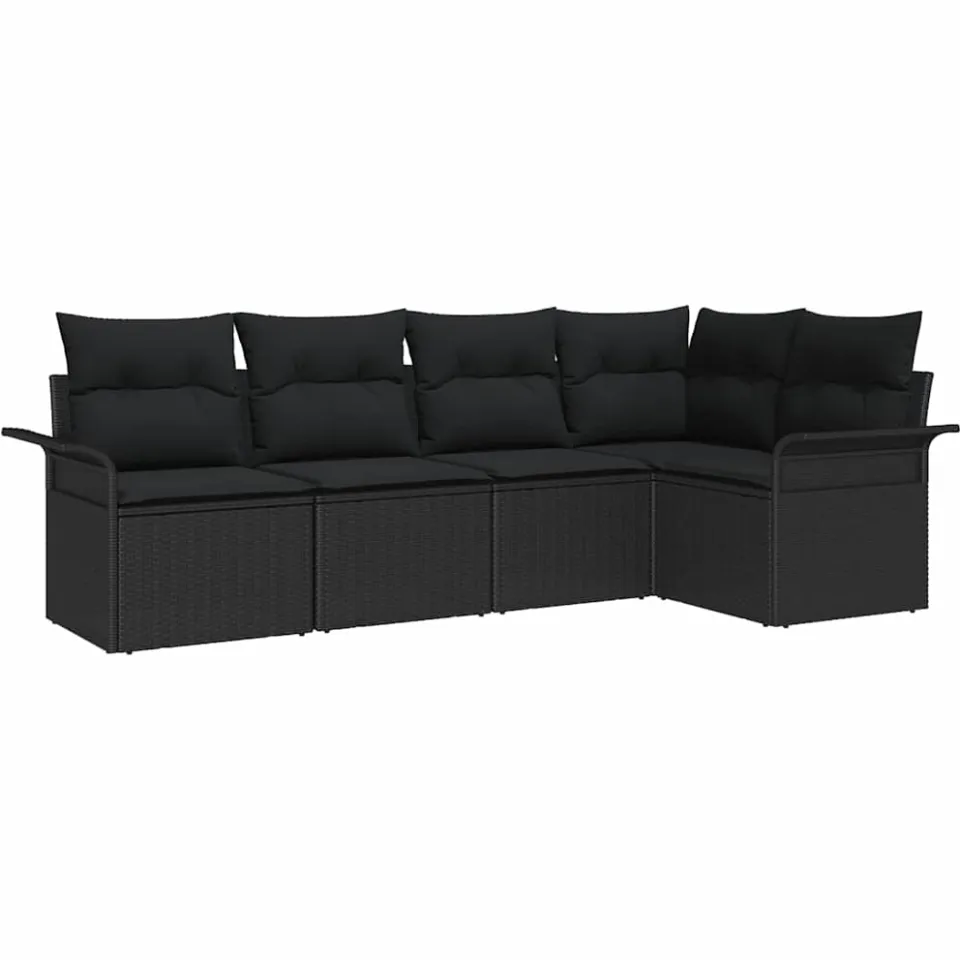vidaXL Tuin Sofa Set 5 st Zwart poly rattan