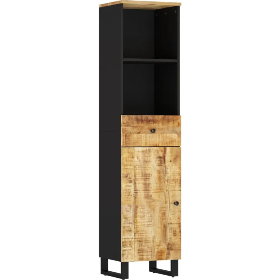 vidaXL Badkamerkast 38x33x160 cm massief mangohout bruin, foto 3