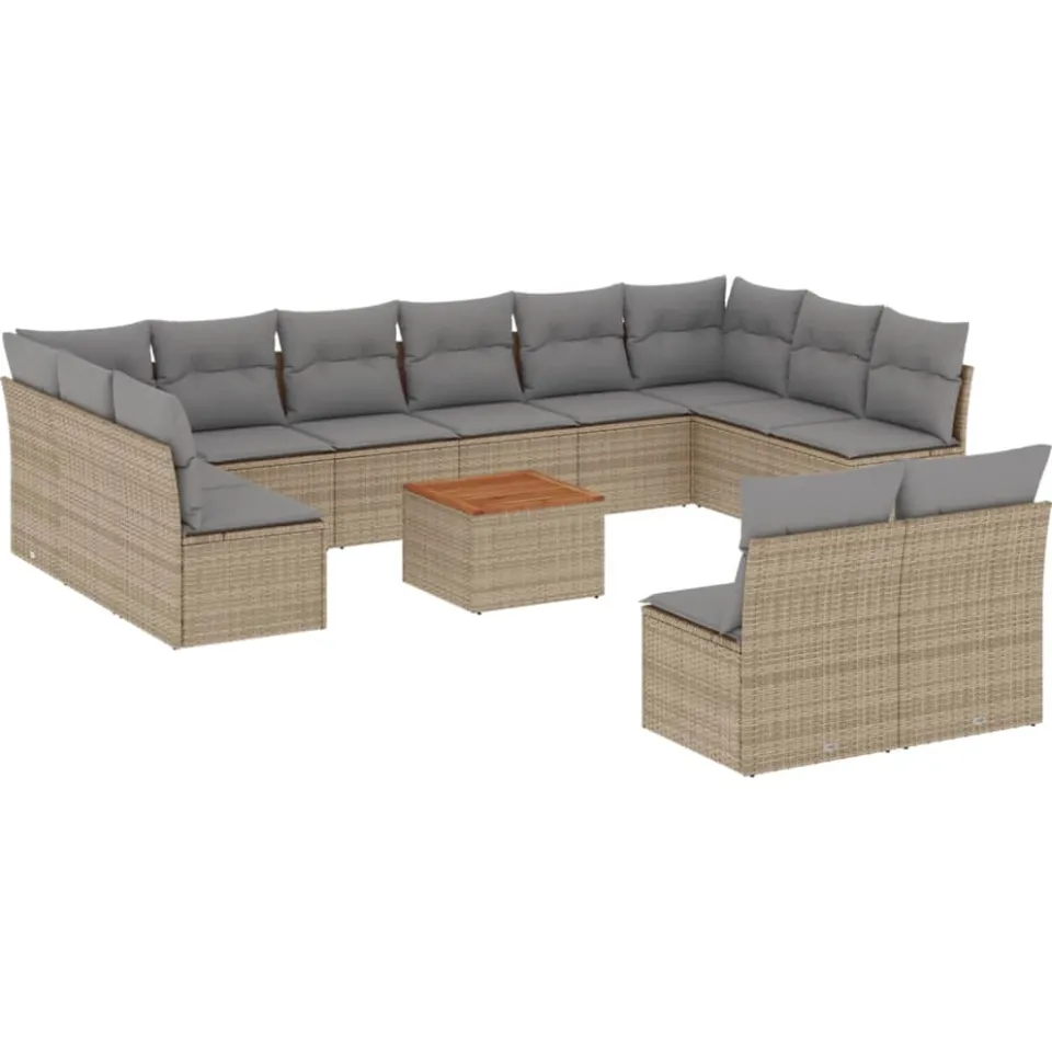 vidaXL Patio Sofa Set 12-zits Mix Beige en Lichtgrijs