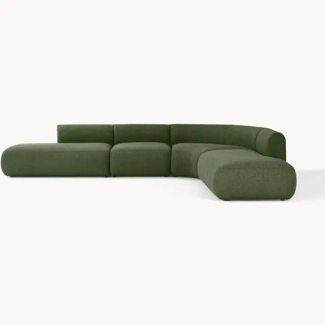Westwing Collection XL modulaire hoekbank Sofia van bouclé Groen