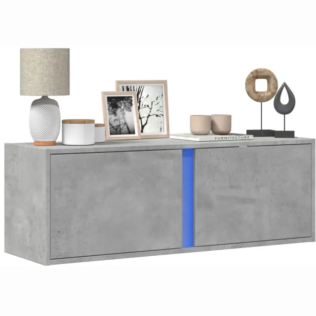 vidaXL Tv-wandmeubel met LED-verlichting 100x31x35 cm betongrijs