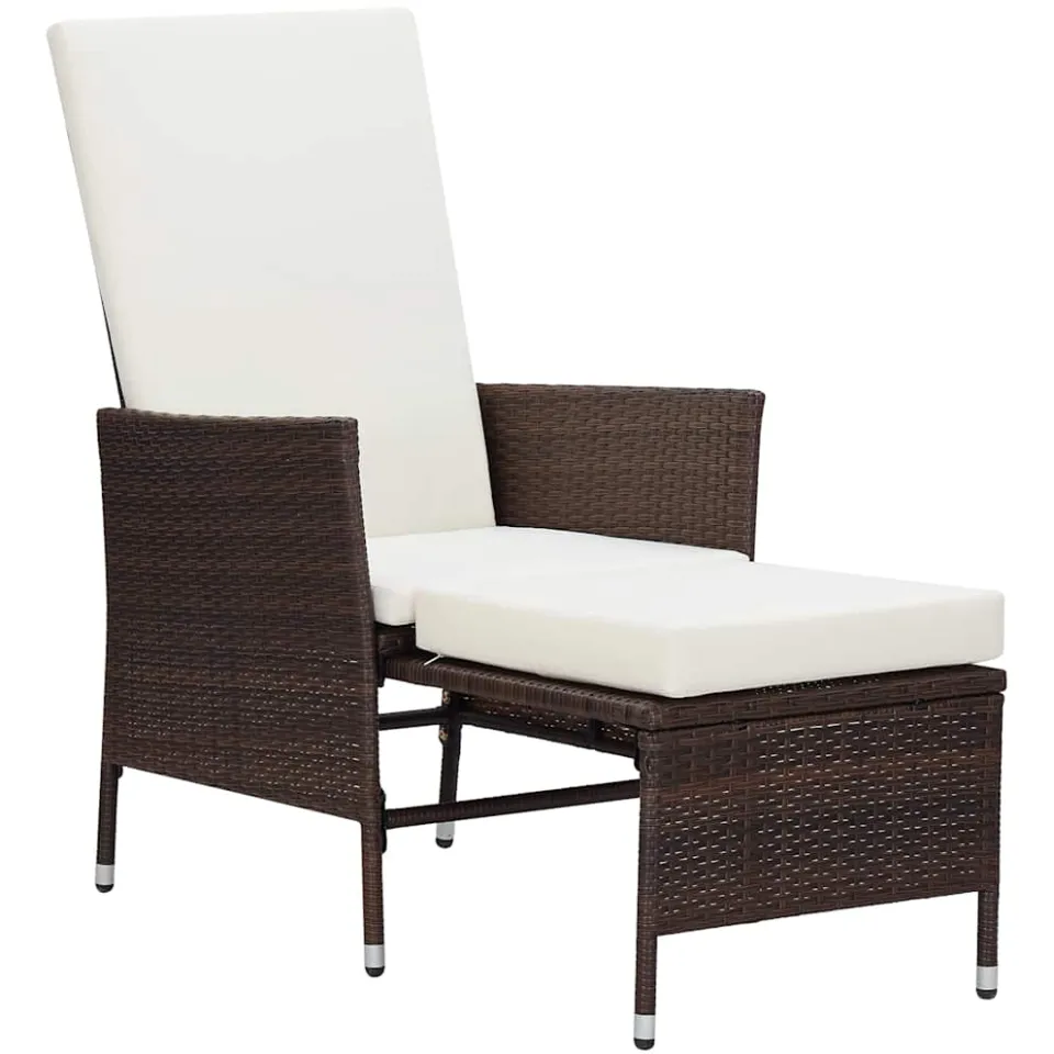 vidaXL 3-delige Loungeset met kussens poly rattan bruin, foto 3