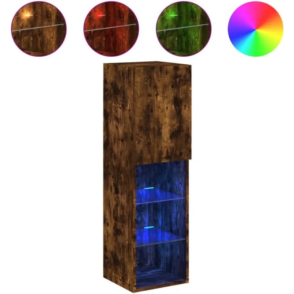 vidaXL Tv-meubel LED-verlichting 30,5x30x102 cm gerookt eikenkleurig Bruin