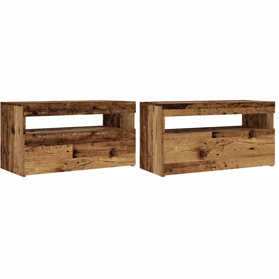 vidaXL Tv-meubels met LED-verlichting 2 st bewerkt hout oud hout bruin, foto 3