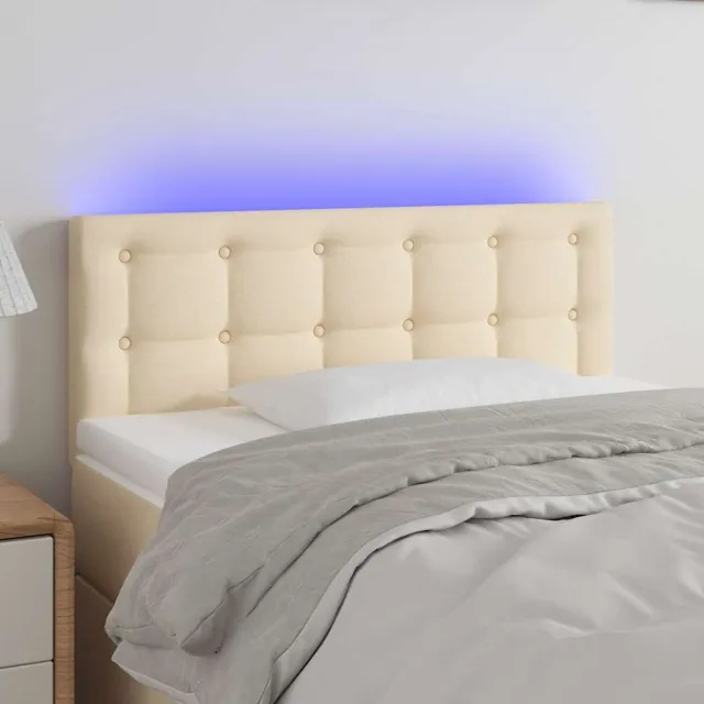 vidaXL Hoofdbord LED 80x5x78/88 cm stof crèmekleurig