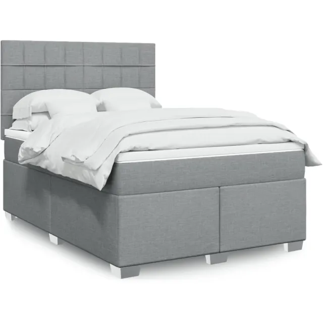 vidaXL Boxspring met matras stof lichtgrijs 140x190 cm grijs