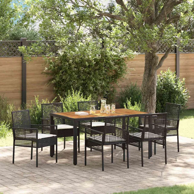 vidaXL Tuin eettafelset 7 st Zwart poly rattan, foto 2